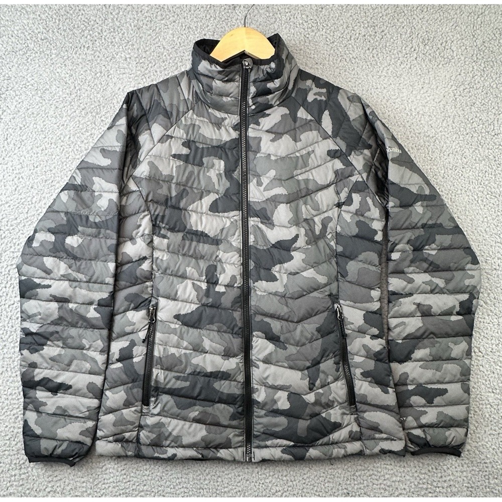 Columbia Powder Lite Puffer Jacket Womens Large Camo Omni-Heat Insulated WK1498